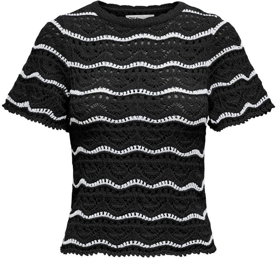Only Trui met korte mouwen ONLANNASOFIA LIFE SS STRIPE O-NECK KNT