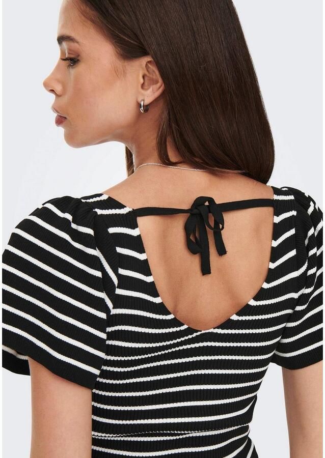 Only Trui met korte mouwen ONLLEELO STRIPE SS BACK V-NECK KNT NOOS - Foto 4