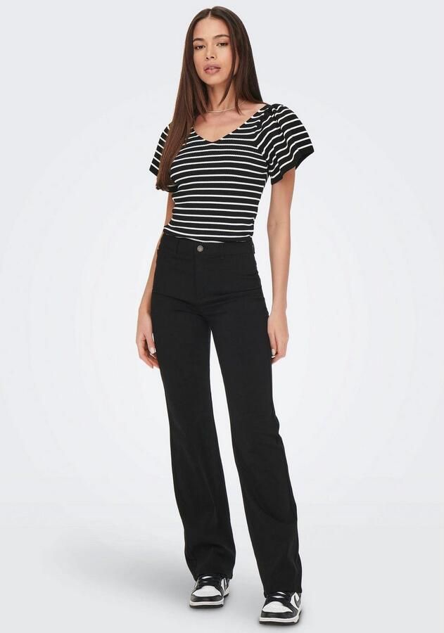 Only Trui met korte mouwen ONLLEELO STRIPE SS BACK V-NECK KNT NOOS - Foto 5