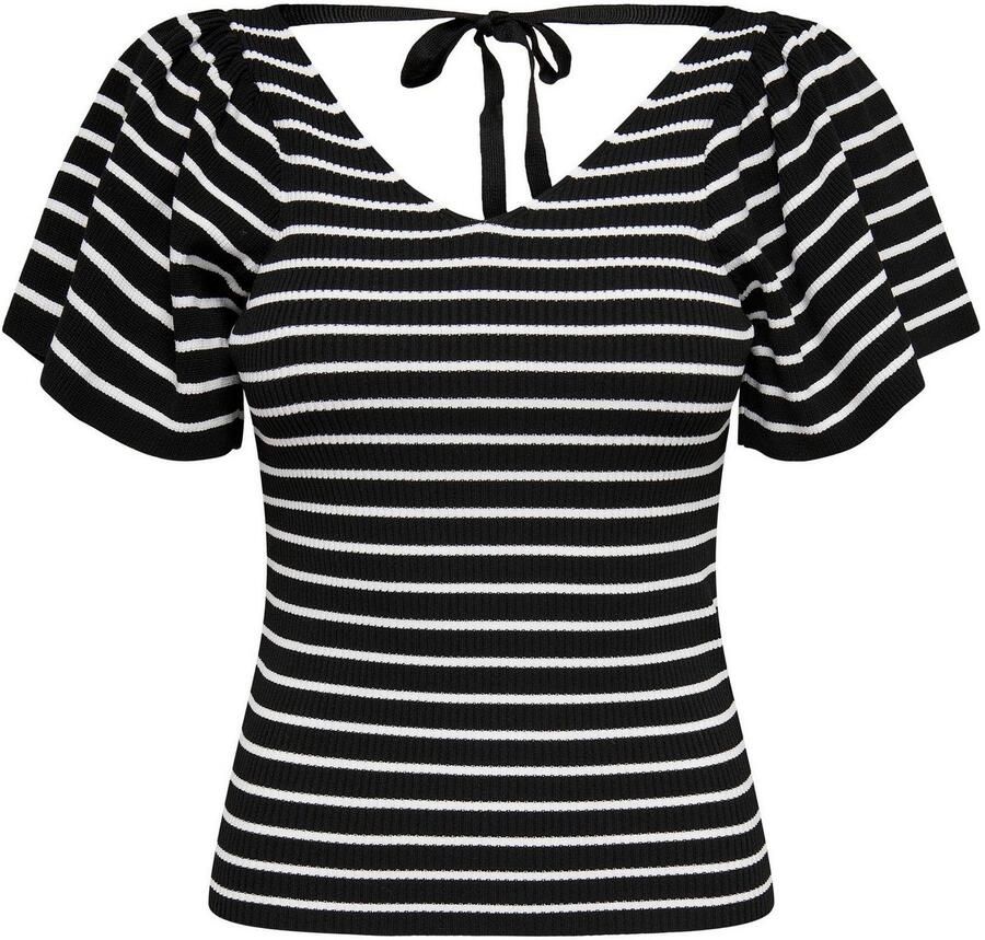 Only Trui met korte mouwen ONLLEELO STRIPE SS BACK V-NECK KNT NOOS - Foto 3