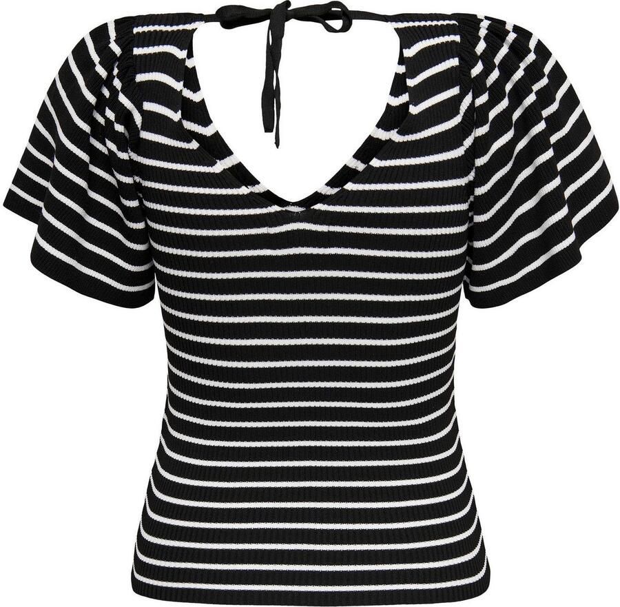 Only Trui met korte mouwen ONLLEELO STRIPE SS BACK V-NECK KNT NOOS - Foto 2