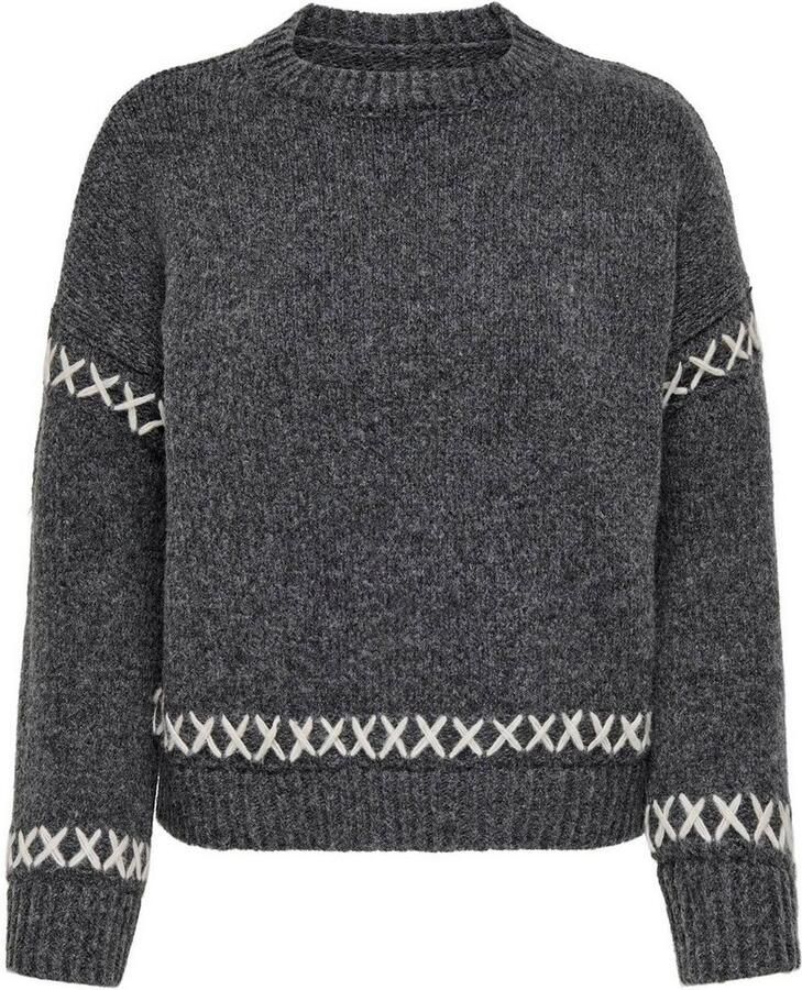 Only Comfort fit gebreide pullover met contrastdetails model 'AMANDA LIFE'