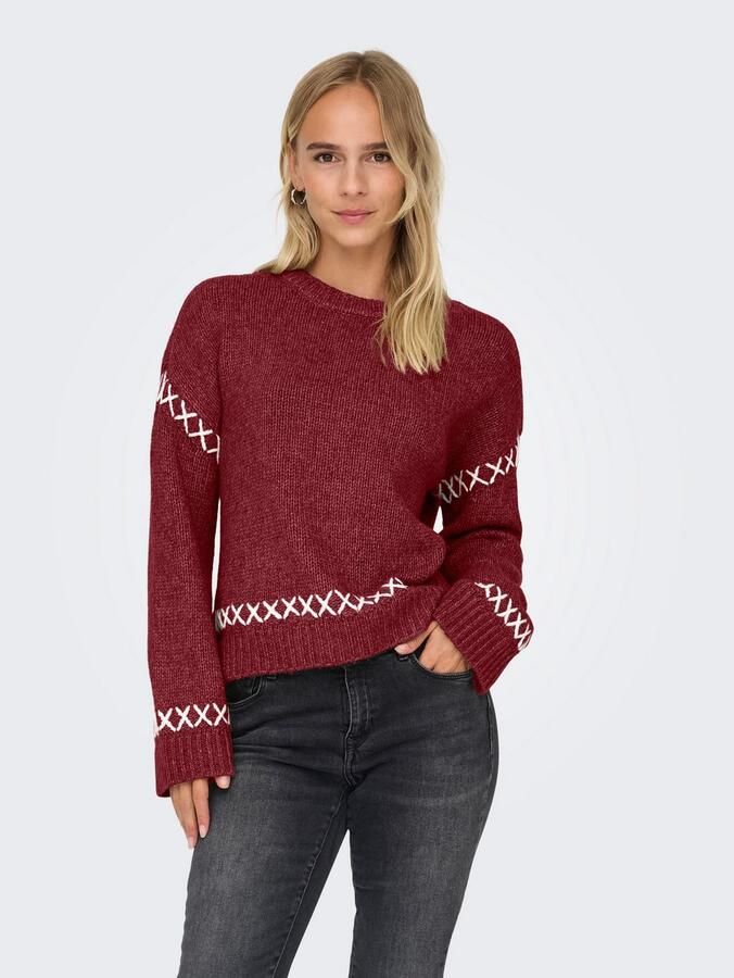 Only Comfort fit gebreide pullover met contrastdetails model 'AMANDA LIFE' - Foto 4