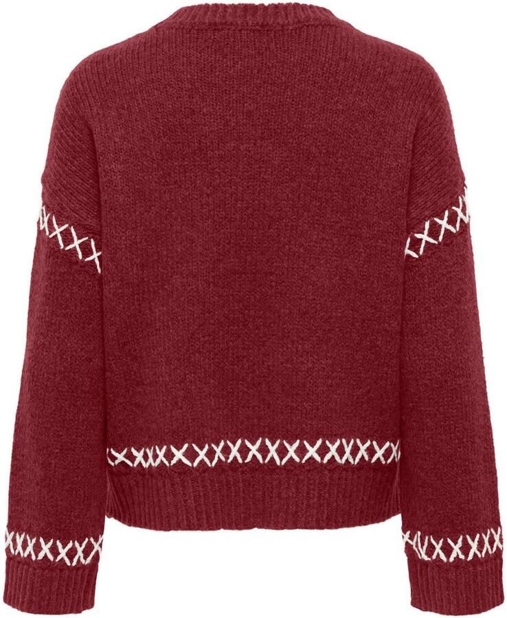 Only Comfort fit gebreide pullover met contrastdetails model 'AMANDA LIFE'