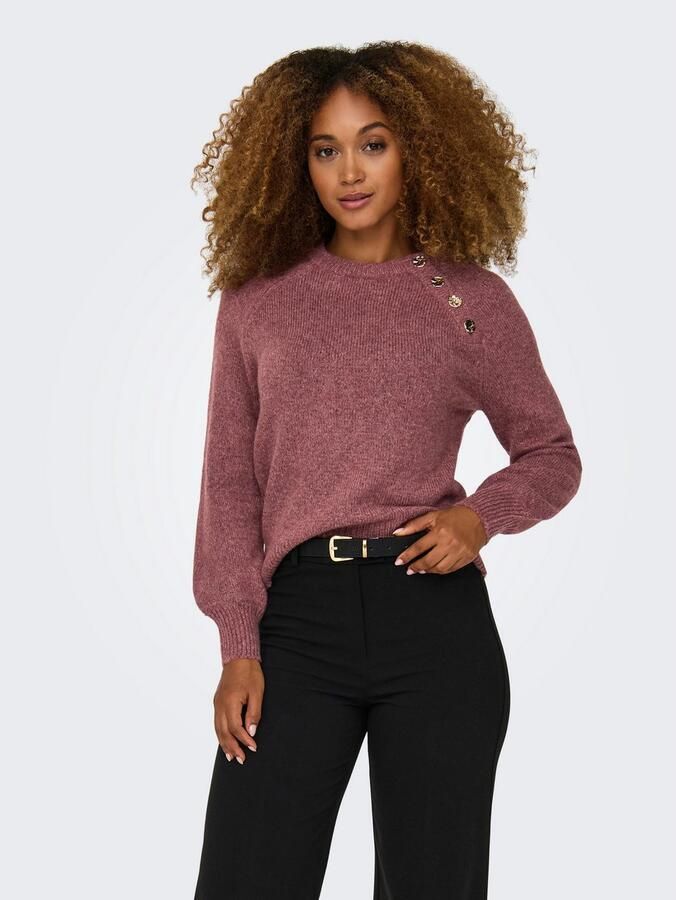 Only Trui met ronde hals ONLEMMA LS BUTTON ONECK EX KNT - Foto 3