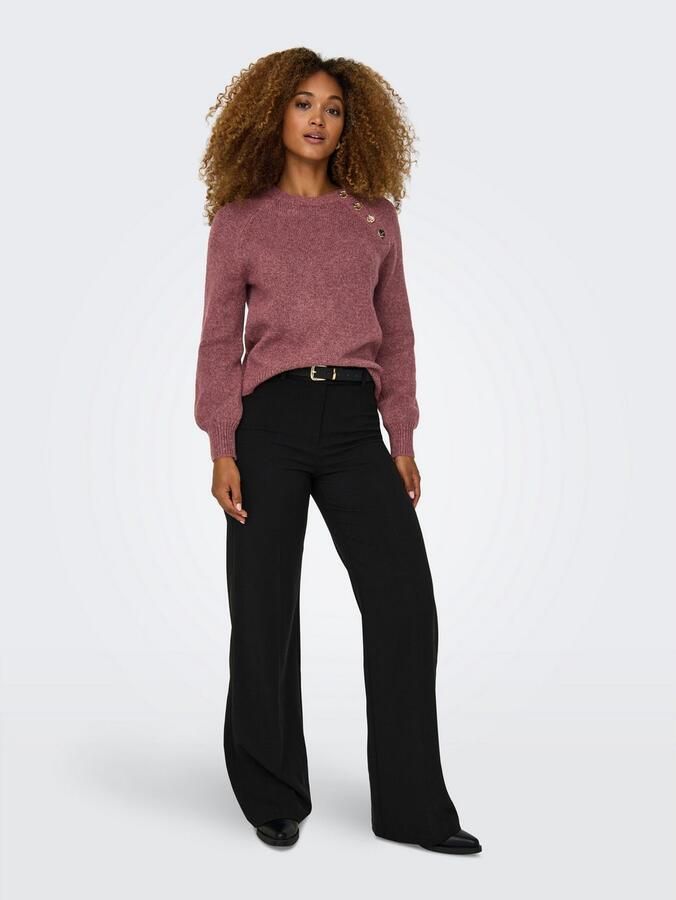 Only Trui met ronde hals ONLEMMA LS BUTTON ONECK EX KNT - Foto 4