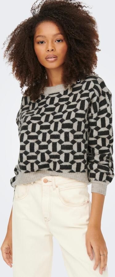 Only Gebreide pullover met all-over motief model 'GEO' - Foto 6