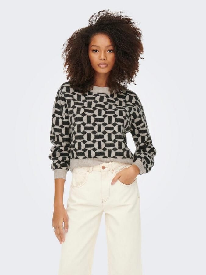 Only Gebreide pullover met all-over motief model 'GEO' - Foto 3