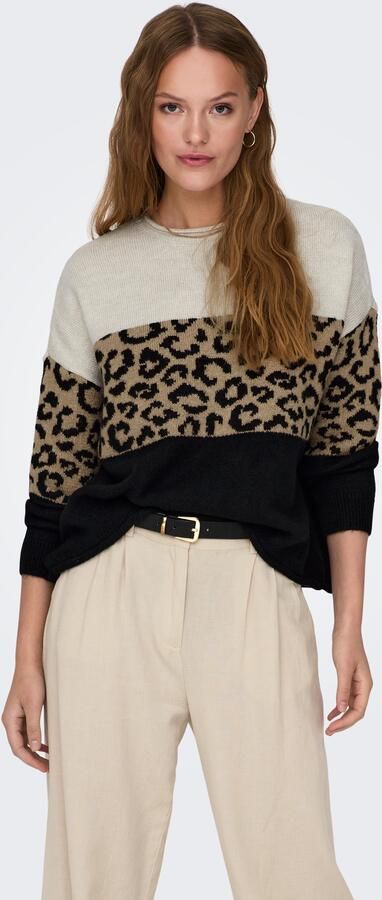 Only Regular fit gebreide pullover met dierenprint en colour blocking model 'JADE' - Foto 11