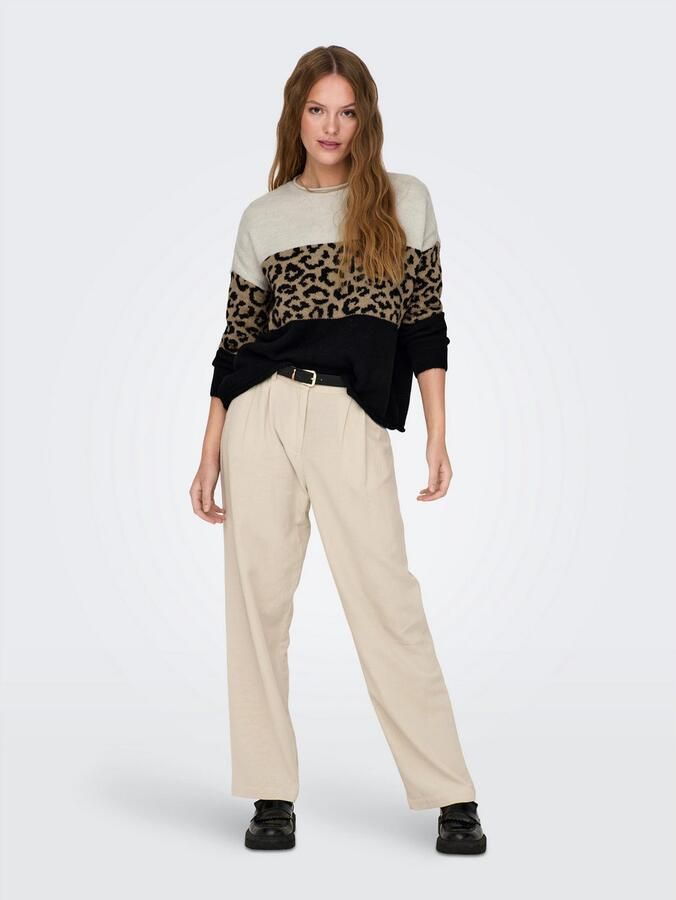 Only Regular fit gebreide pullover met dierenprint en colour blocking model 'JADE' - Foto 4