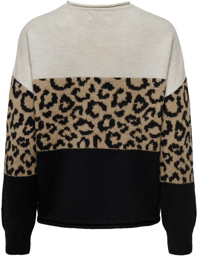 Only Regular fit gebreide pullover met dierenprint en colour blocking model 'JADE'