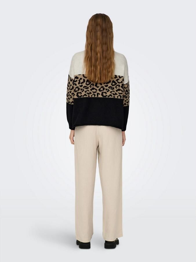 Only Regular fit gebreide pullover met dierenprint en colour blocking model 'JADE' - Foto 5