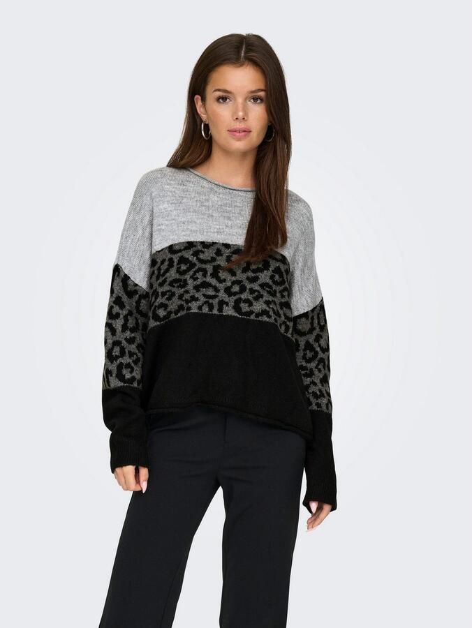 Only Regular fit gebreide pullover met opgerolde ronde hals model 'JADE' - Foto 4