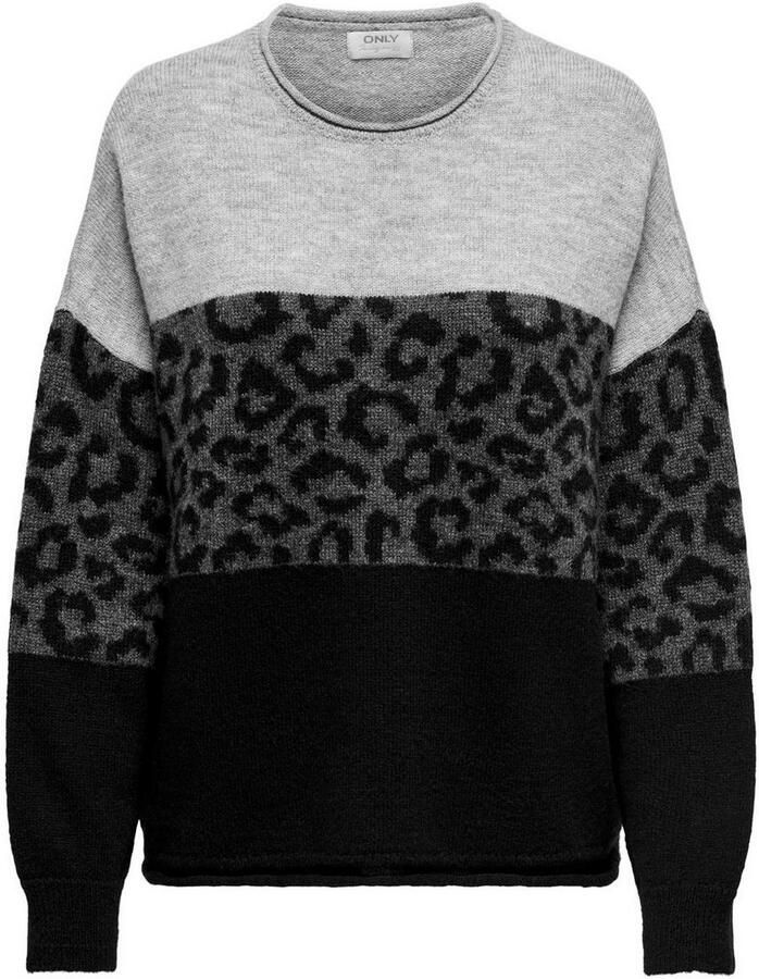 Only Regular fit gebreide pullover met opgerolde ronde hals model 'JADE'