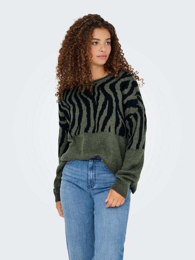 Only Trui met ronde hals ONLJADE ANIMAL LS O-NECK NOOS KNT - Foto 2