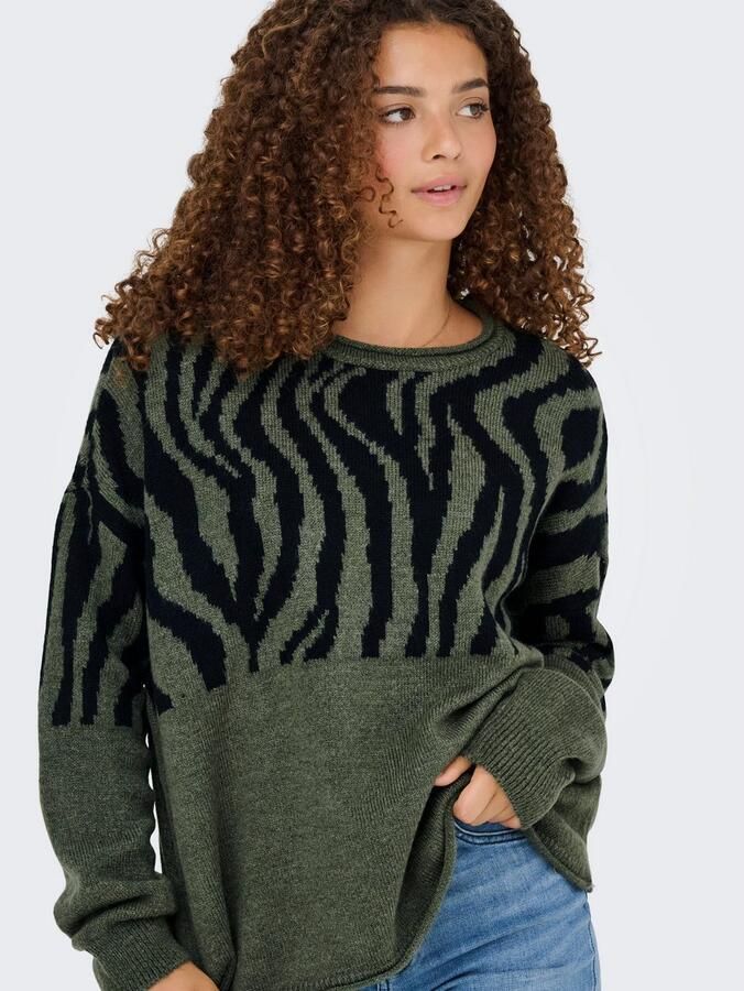 Only Trui met ronde hals ONLJADE ANIMAL LS O-NECK NOOS KNT - Foto 3