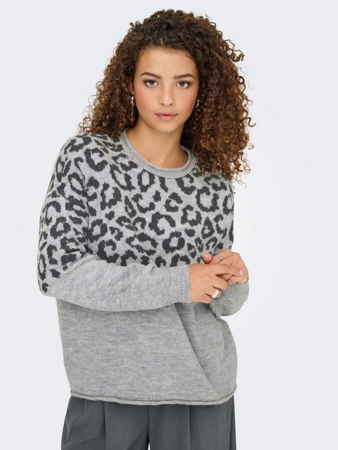 Only Trui met ronde hals ONLJADE ANIMAL LS O-NECK NOOS KNT - Foto 4