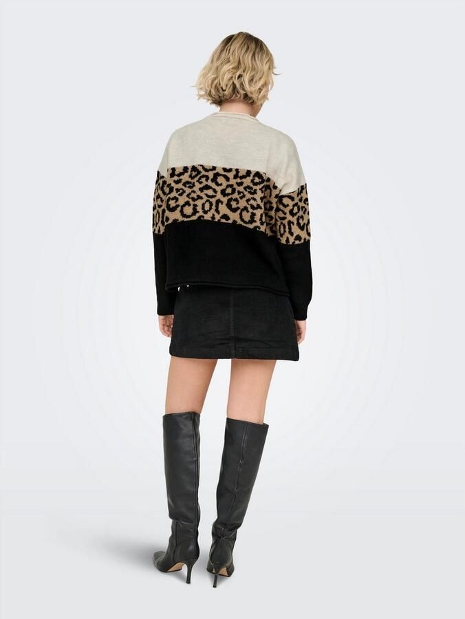 Only Regular fit gebreide pullover met dierenprint en colour blocking model 'JADE' - Foto 7