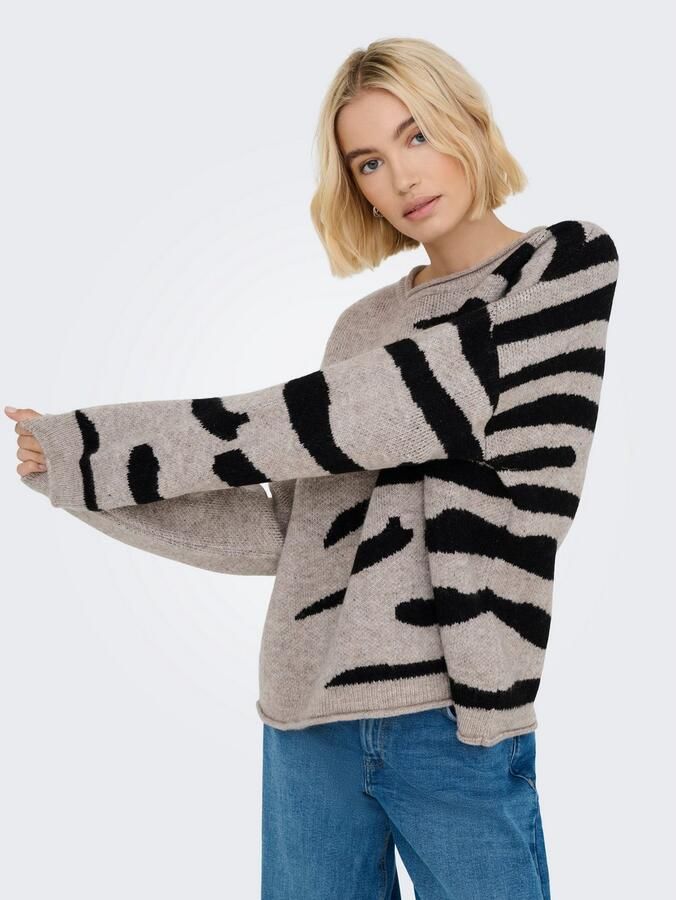 Only Trui met ronde hals ONLJADE PATTERN LS O-NECK EX KNT - Foto 3