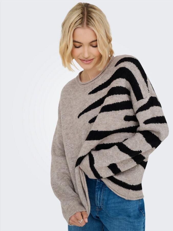 Only Trui met ronde hals ONLJADE PATTERN LS O-NECK EX KNT - Foto 4