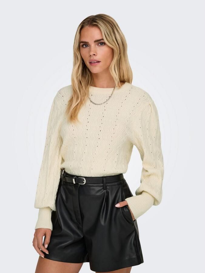 Only Trui met ronde hals ONLKATIA LS STRUC PUFF ONECK CC KNT - Foto 4