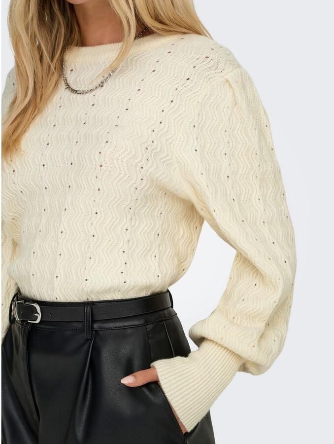 Only Trui met ronde hals ONLKATIA LS STRUC PUFF ONECK CC KNT - Foto 3