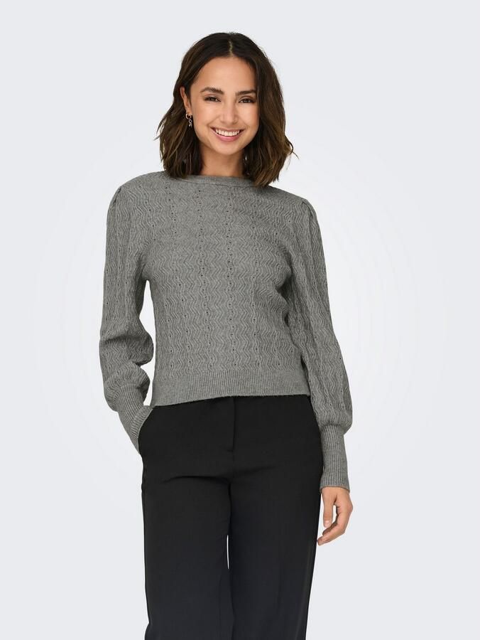 Only Trui met ronde hals ONLKATIA LS STRUC PUFF ONECK CC KNT - Foto 3