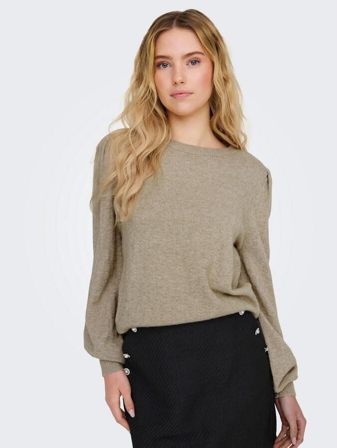 Only Trui met ronde hals ONLKATIA LS STRUCTURE PUFF O-NECK CC KNT - Foto 3