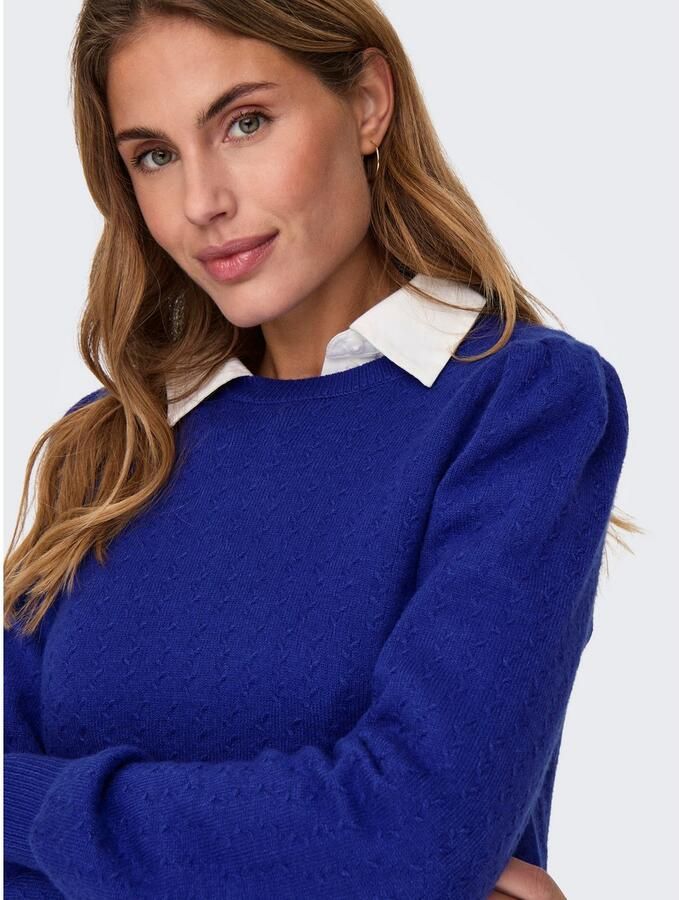 Only Trui met ronde hals ONLKATIA LS STRUCTURE PUFF O-NECK CC KNT