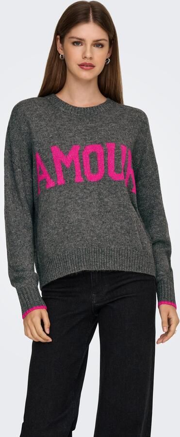 Only Trui met ronde hals ONLNEW AMOUR LS TEXT O-NECK CS KNT - Foto 6
