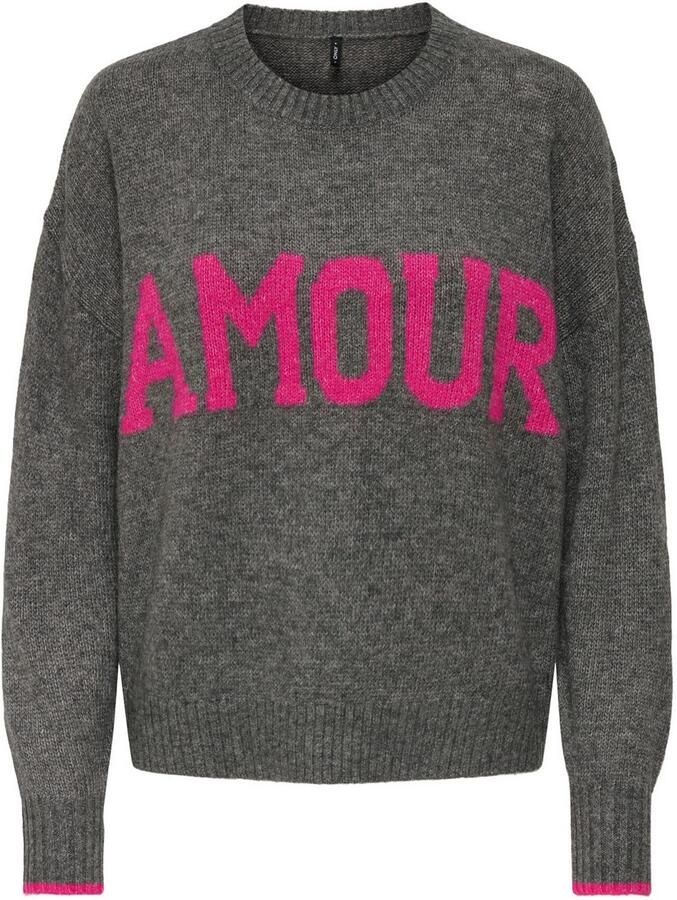 Only Trui met ronde hals ONLNEW AMOUR LS TEXT O-NECK CS KNT - Foto 2