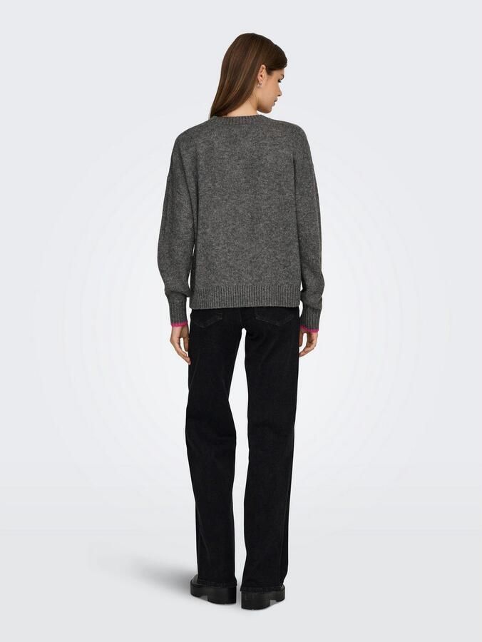 Only Trui met ronde hals ONLNEW AMOUR LS TEXT O-NECK CS KNT - Foto 5