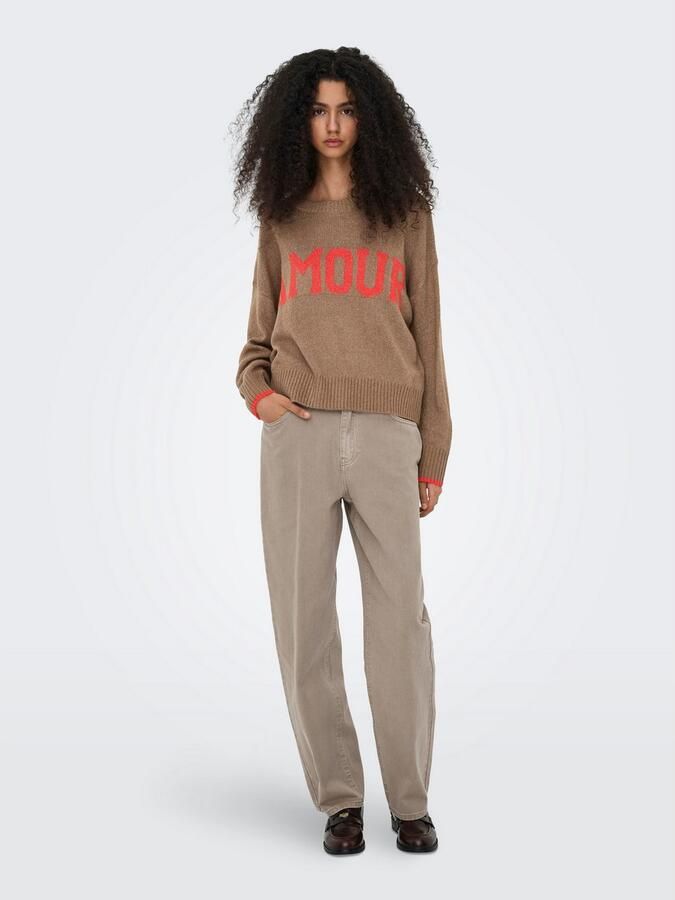 Only Trui met ronde hals ONLNEW AMOUR LS TEXT O-NECK CS KNT - Foto 3