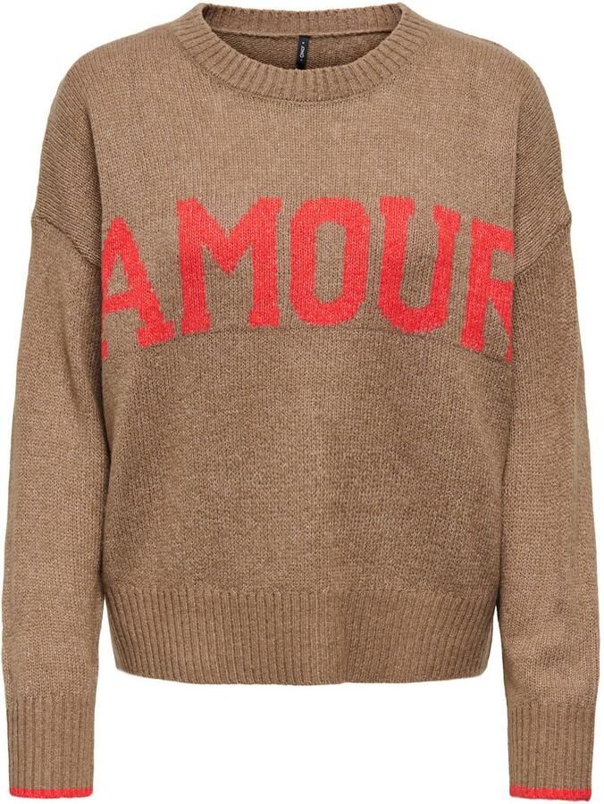 Only Trui met ronde hals ONLNEW AMOUR LS TEXT O-NECK CS KNT - Foto 2