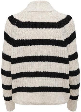 Only Trui met staande kraag ONLLEISE FREYA LS ZIP HIGH NECK KNT NOOS met gestreept patroon - Foto 5