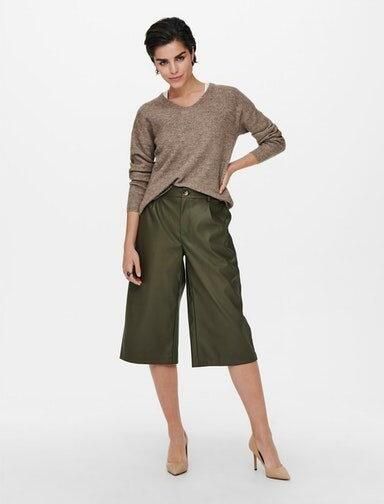 Only Onlcamilla V-Hals L S Pullover Knt: Caribou MELANGE | Freewear Bruin Brown Dames - Foto 4