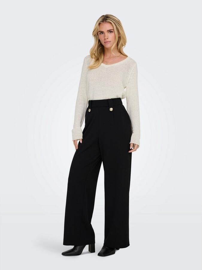 Only V-hals Gebreide Essential Lange Mouw White Dames - Foto 4