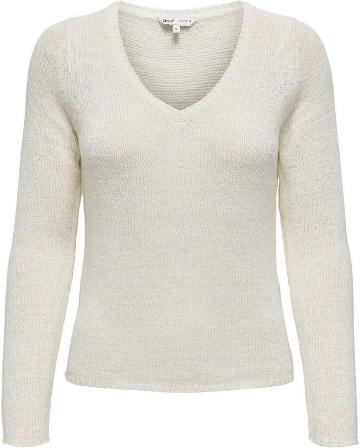 Only V-hals Gebreide Essential Lange Mouw White Dames