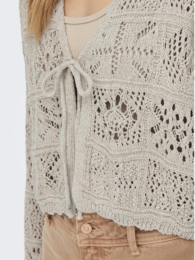 Only Kort gebreid jack met broderie anglaise model 'BEACH LIFE' - Foto 2