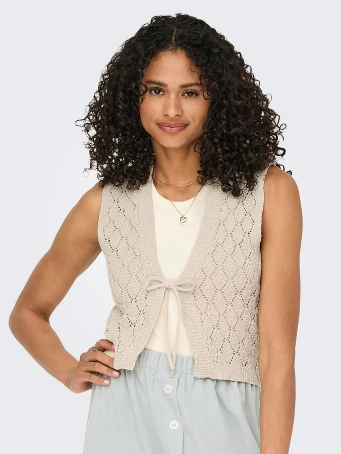 Only Slim fit gebreid jack met vetersluiting model 'CHILI' - Foto 4