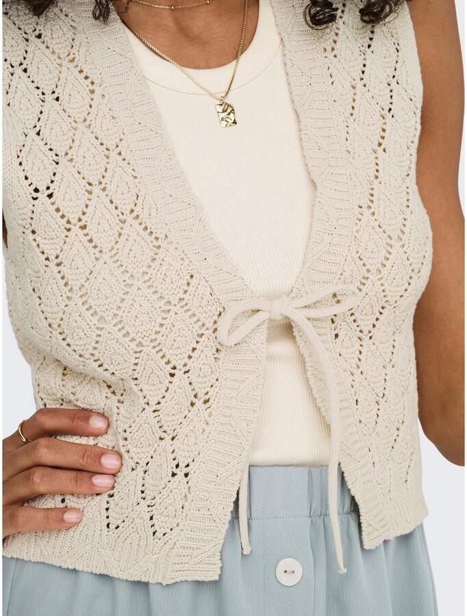 Only Slim fit gebreid jack met vetersluiting model 'CHILI' - Foto 3