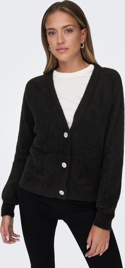 Only Onlella Piumo LS Cardigan CC KNT Zwart | Freewear Zwart Black Dames - Foto 7