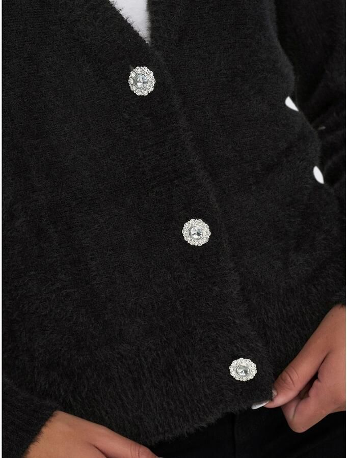 Only Onlella Piumo LS Cardigan CC KNT Zwart | Freewear Zwart Black Dames - Foto 3