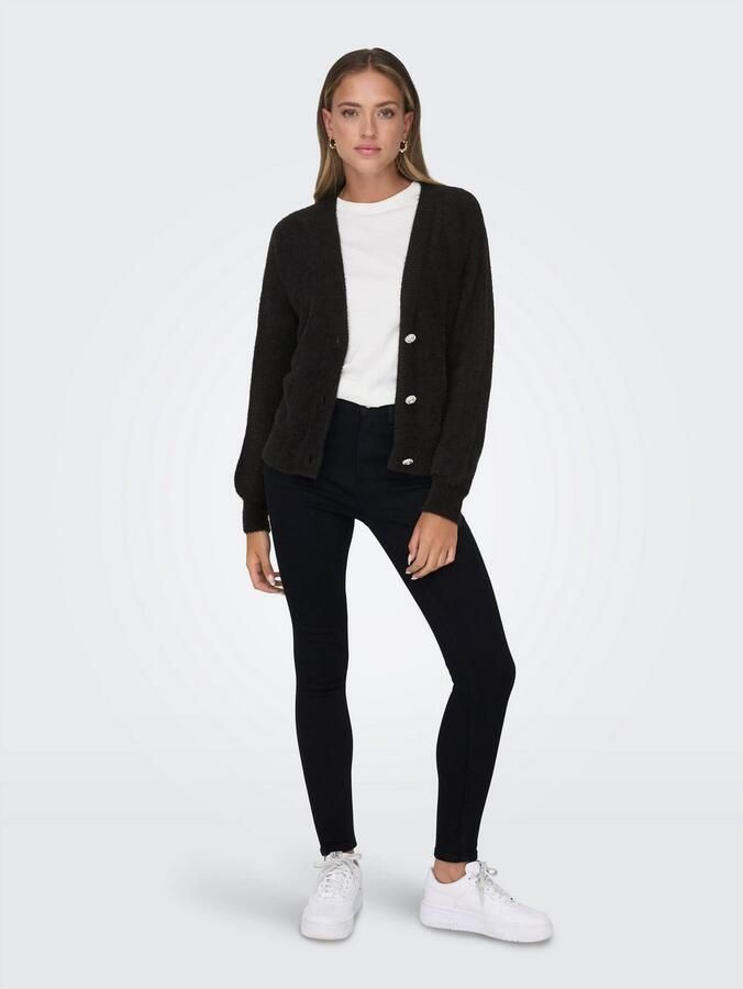 Only Onlella Piumo LS Cardigan CC KNT Zwart | Freewear Zwart Black Dames - Foto 5