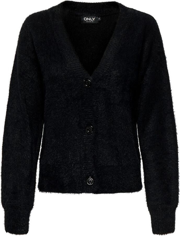 Only Onlella Piumo LS Cardigan CC KNT Zwart | Freewear Zwart Black Dames - Foto 2