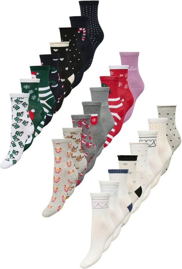 Only Vrijetijdssokken ONL24 MULTI XMAS SOCK BOX 24-PACK ACC (set 24 Paar)