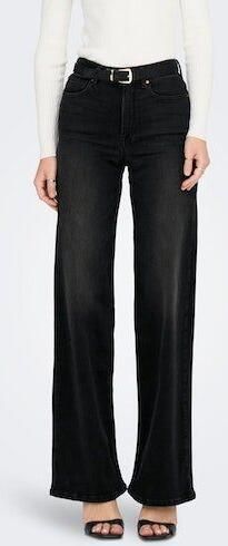 ONLY high waist wide leg jeans ONLMADISON washed black denim - Foto 4
