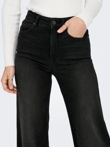 ONLY high waist wide leg jeans ONLMADISON washed black denim - Foto 2