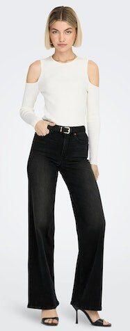 ONLY high waist wide leg jeans ONLMADISON washed black denim - Foto 5