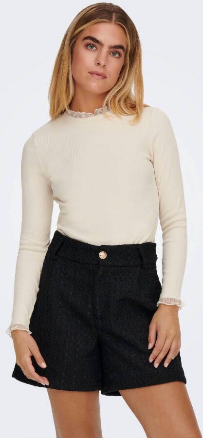 Only Regular fit shirt met lange mouwen met kanten detail model 'LESLIE'